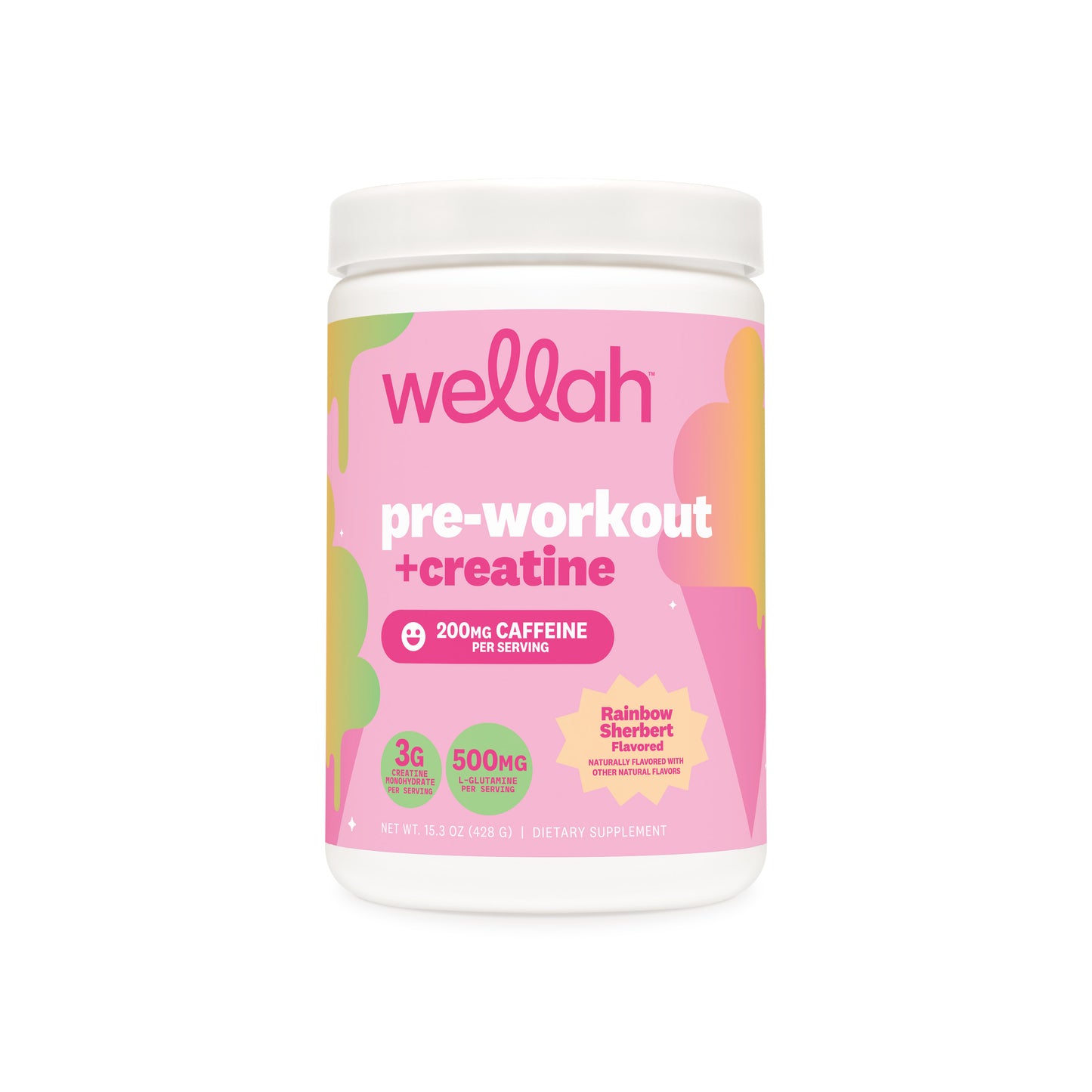 Rainbow sherbert flavored pre-workout plus creatine