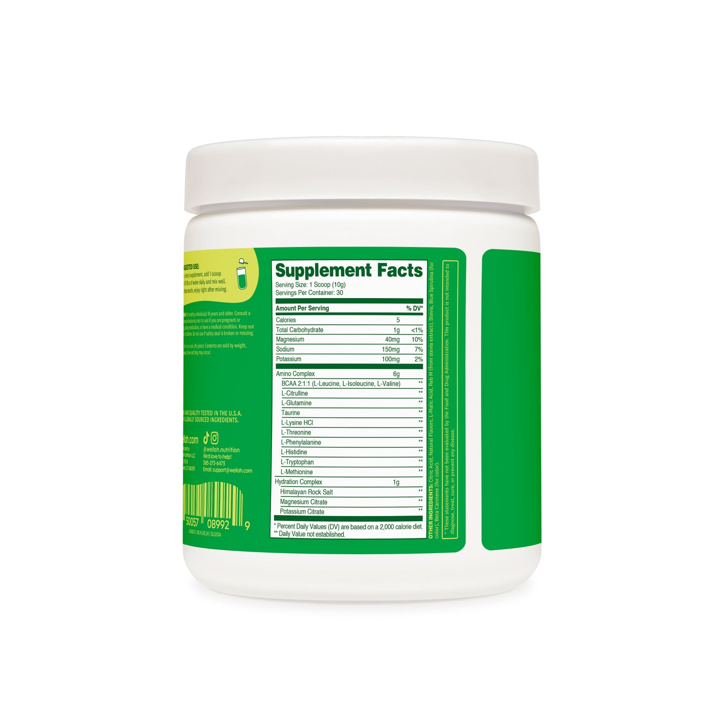 Green apple BCAAs supplement facts