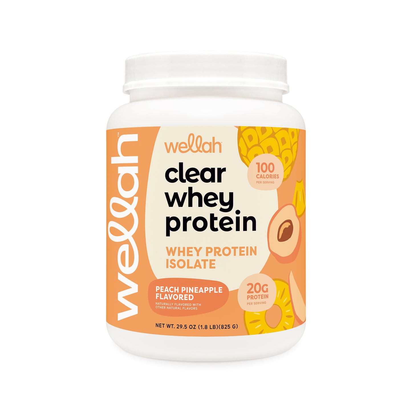 Peach pineapple flavored clear whey protein
