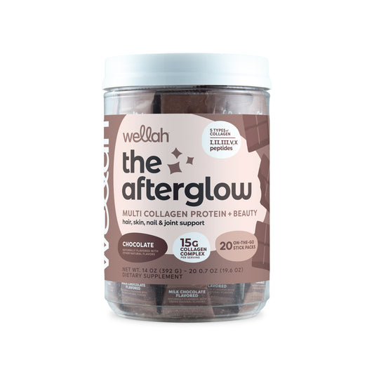 Milk chocolate flavored collagen stick packs for women