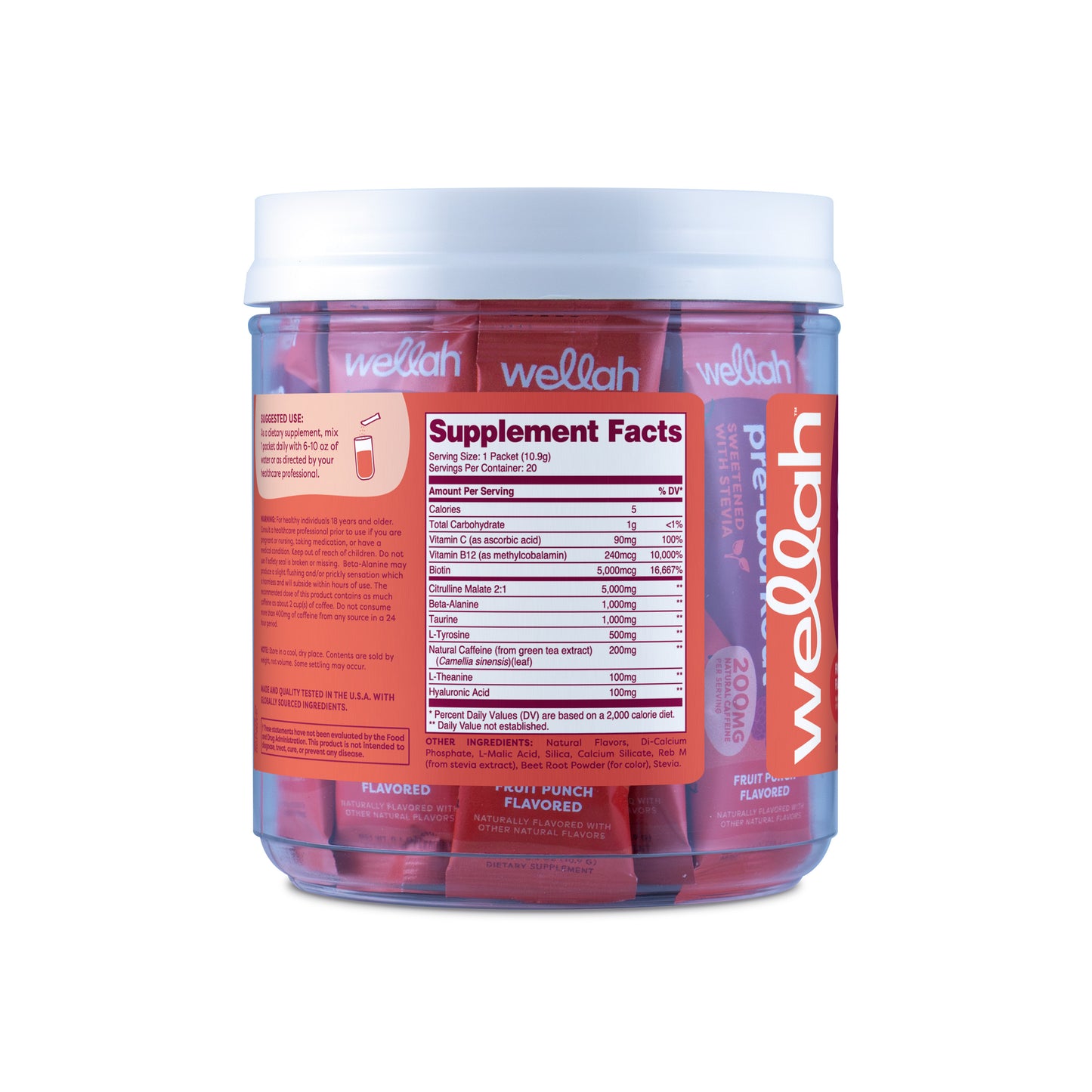 Fruit punch pre-workout stick packs supplement facts
