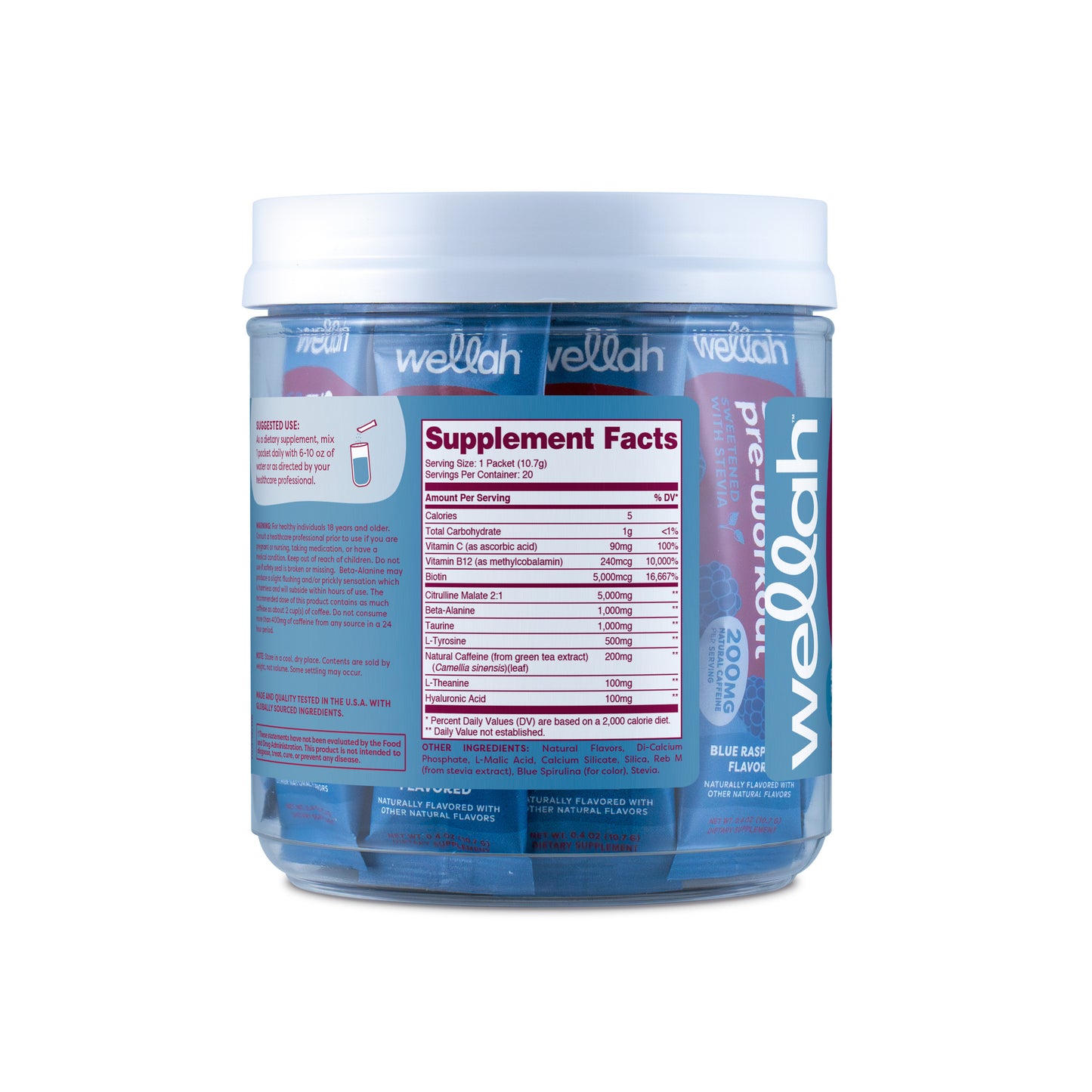 Blue raspberry pre-workout stick packs supplement facts