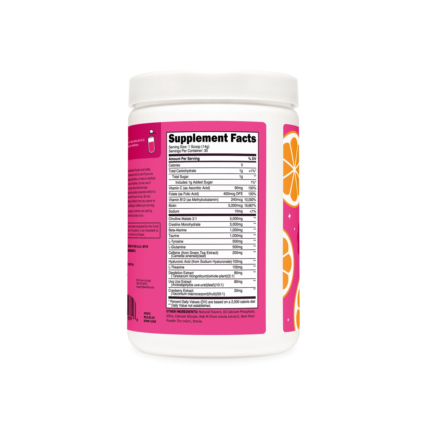 Orange raspberry pre-workout plus creatine supplement facts