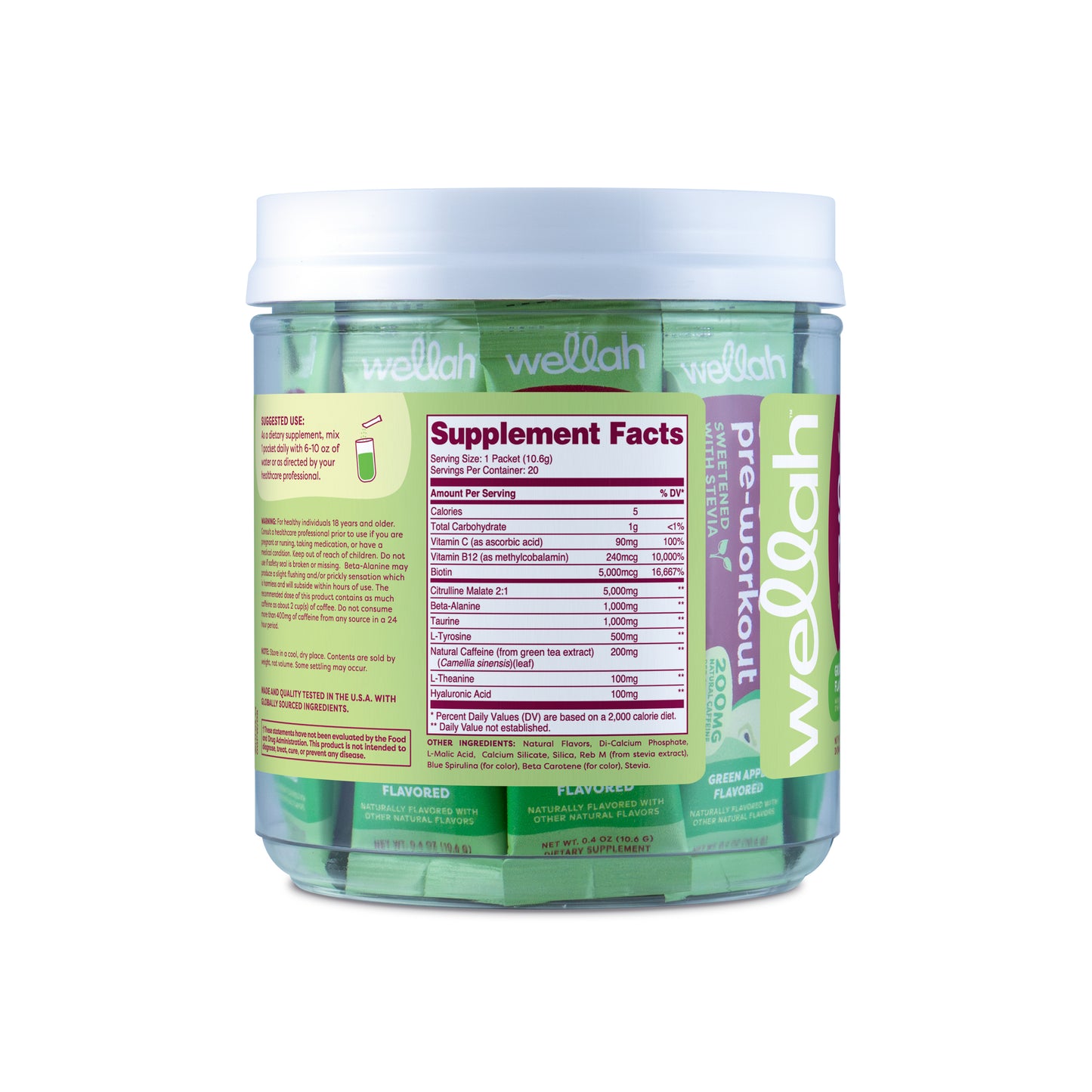 Green apple pre-workout stick packs supplement facts
