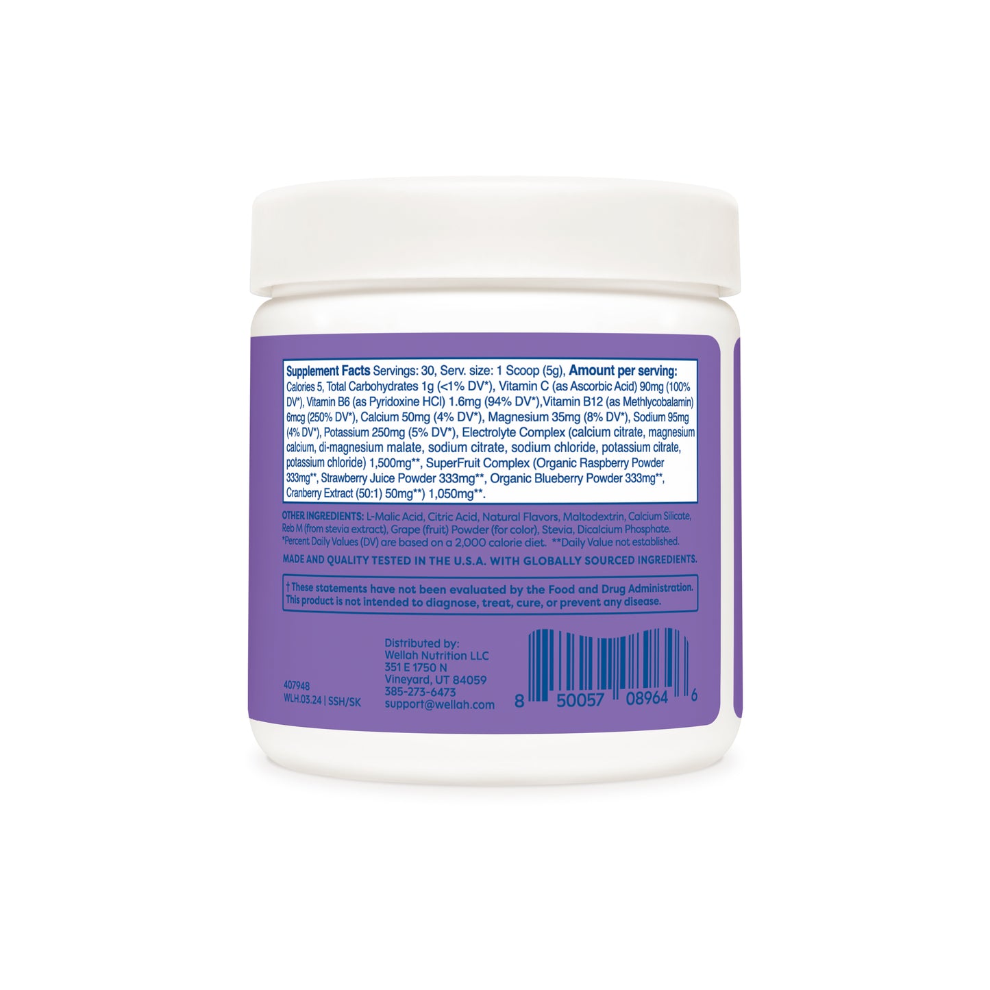 Grape hydration supplement facts