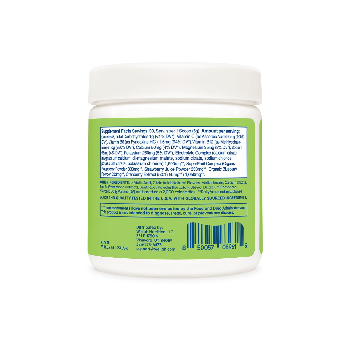 Strawberry kiwi hydration supplement facts