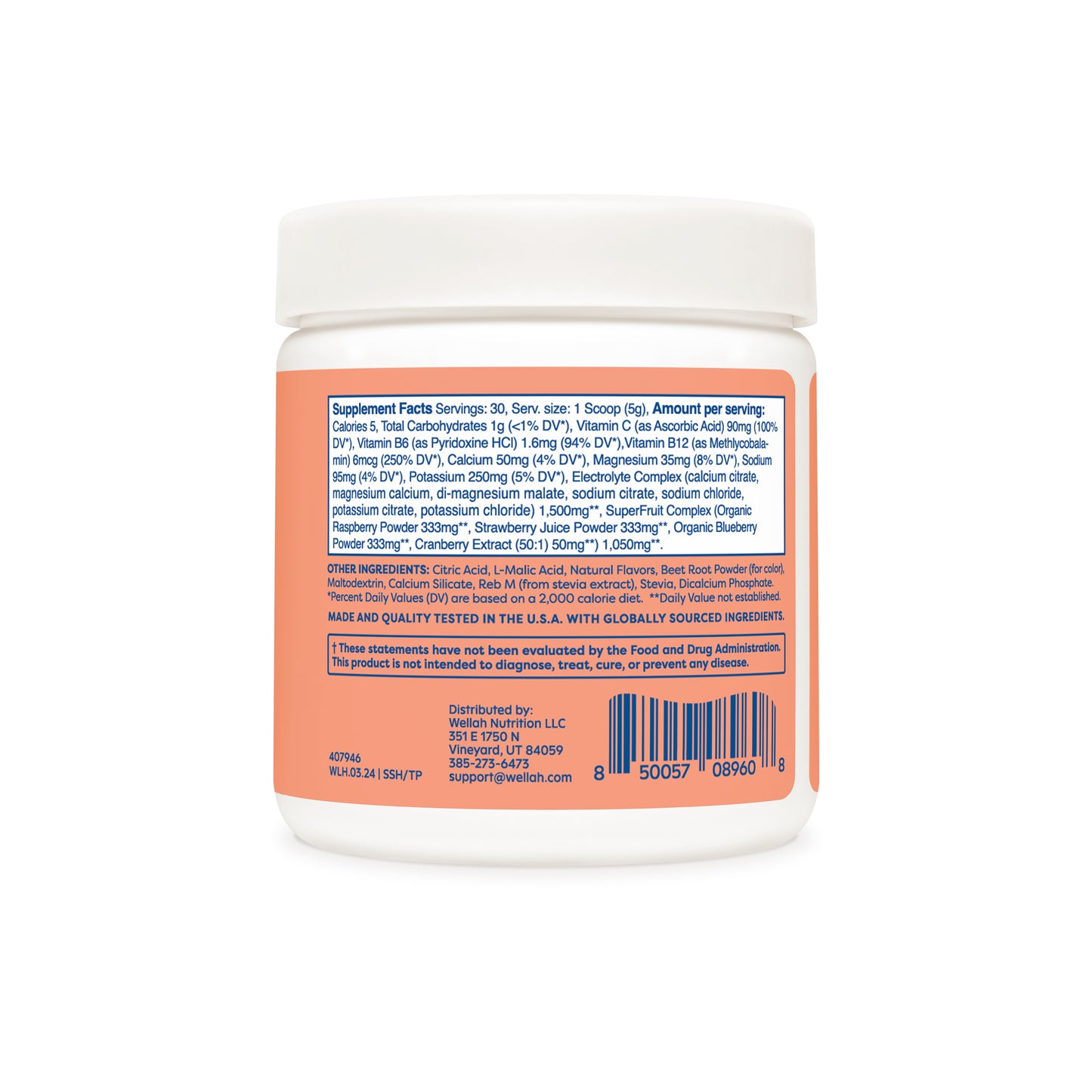 Tropical punch hydration supplement facts