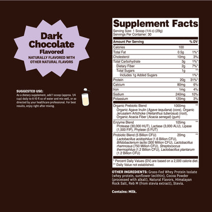 Grass-Fed Whey Protein + Pre & Probiotics | 30 Servings