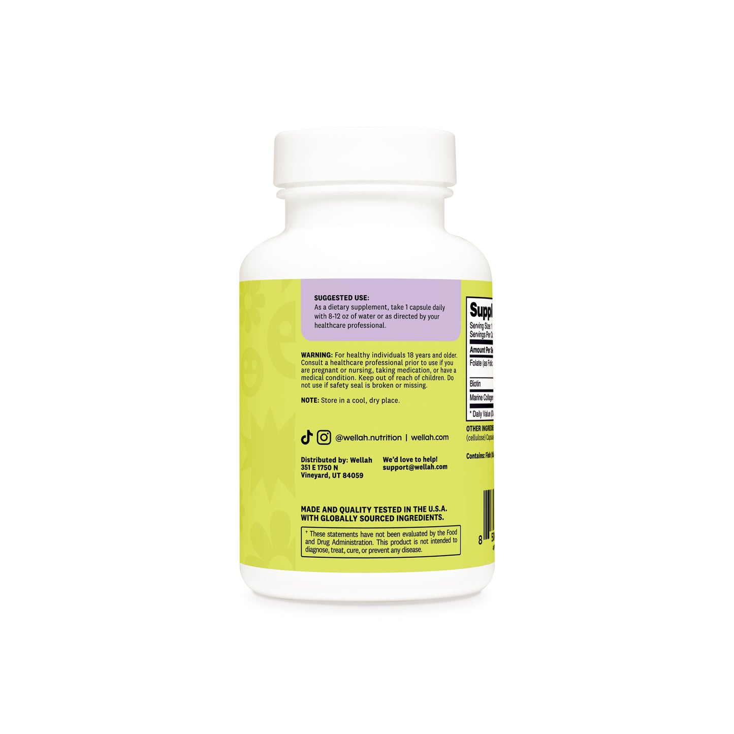 Biotin with Folate & Marine Collagen Capsules | 120 Servings
