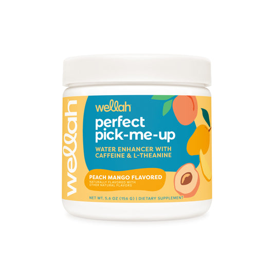 Peach mango flavored water enhancer to help boost energy and focus for women 
