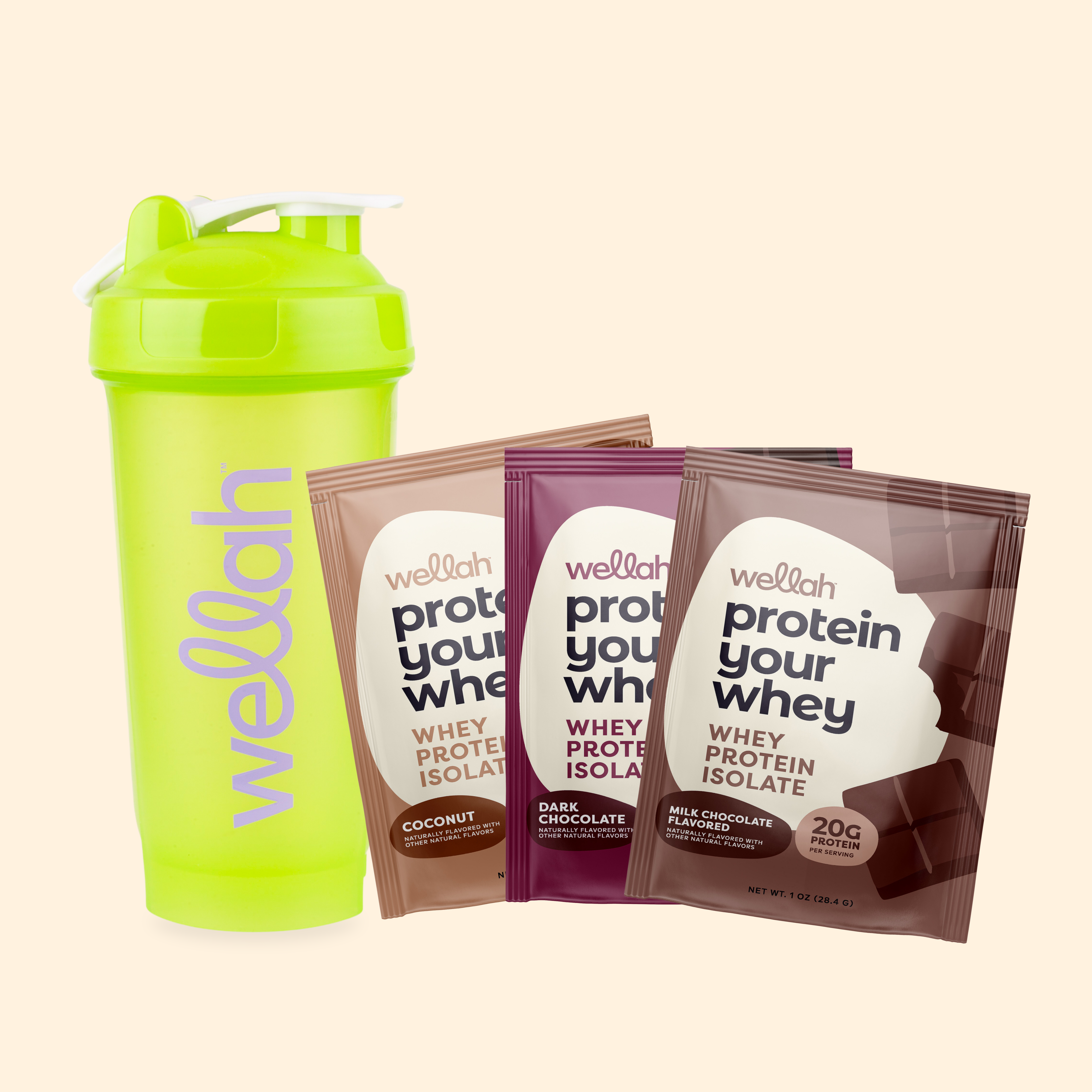 Protein Sample Pack + Shaker Bottle – Wellah