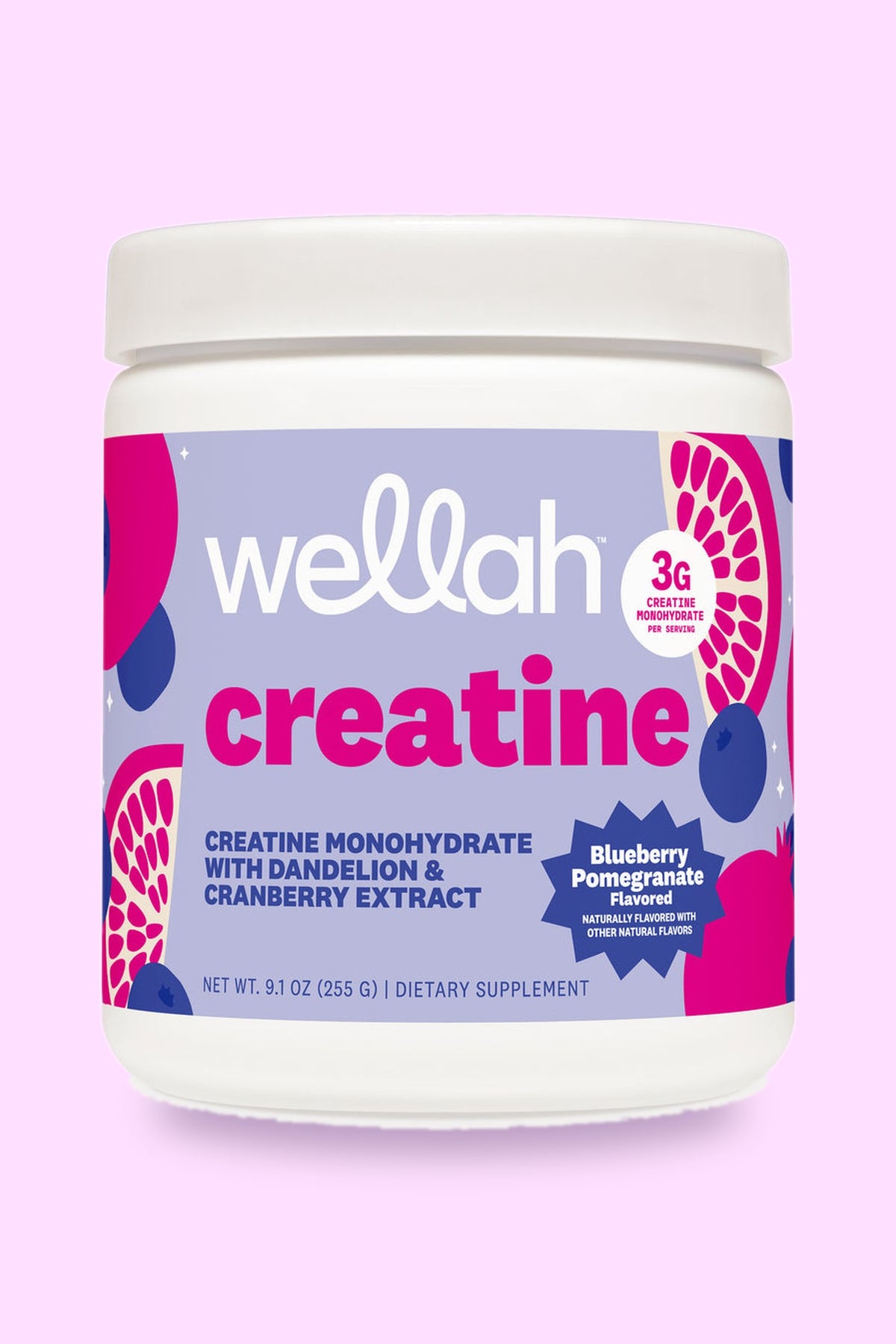 Wellah Creatine in Blueberry Pomegranate, current tub